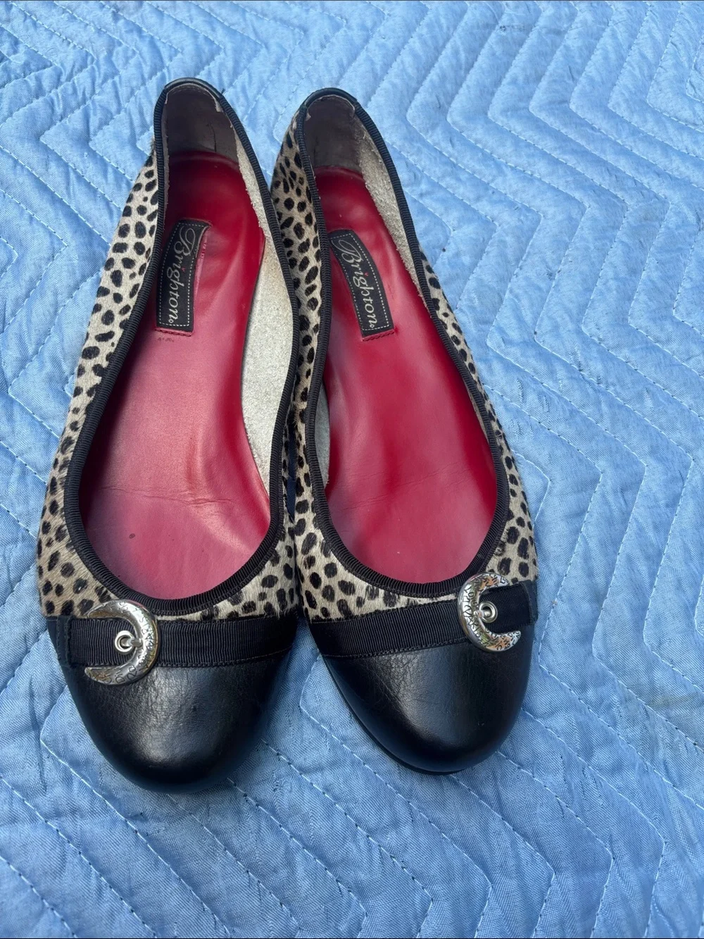 Brighton Leopard-Print Ballet Flats with Black Cap Toe